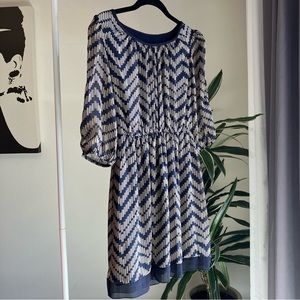 Striped Chevron Dress with Sleeve Cutouts